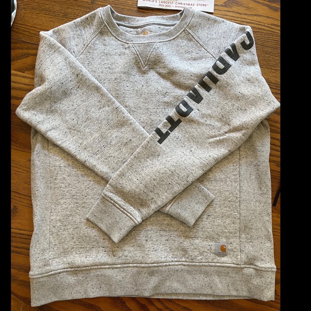 Carhartt Gray Crewneck Sweatshirt with Black Sleeve Logo